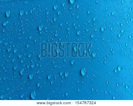 Rain drops on blue shade texture background