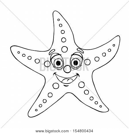 Starfish black contour line on white background