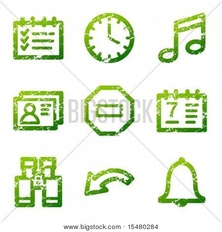 Groene grunge organisator contour pictogrammen V2