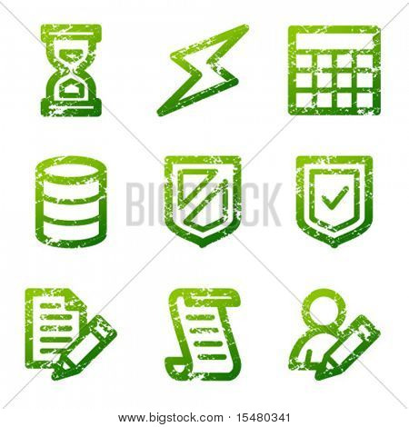 Groene grunge database contour pictogrammen V2