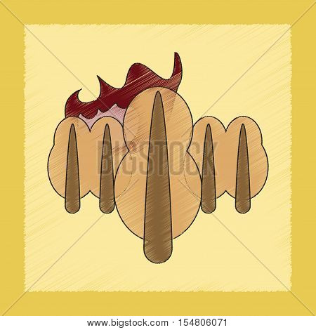 flat shading style icon of fire in the forest