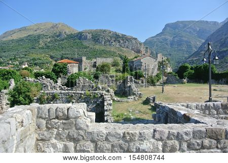 Fortress in the old town of Bar in Montenegro on a sunny summer day. Very visited place by tourists.