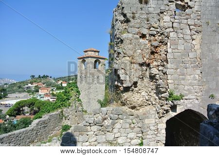 Fortress in the old town of Bar in Montenegro on a sunny summer day. Very visited place by tourists.