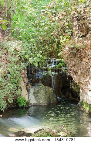 Small Waterfall In A Forest Stream Amud