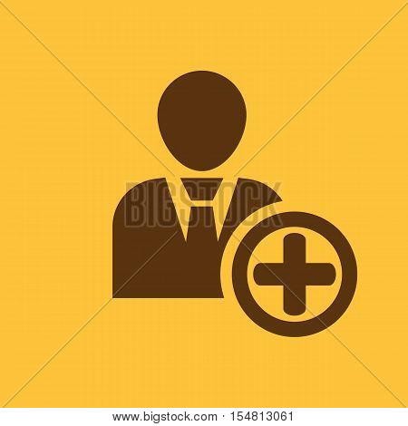The add user icon. Add friend and avatar symbol. UI. Web. Logo. Sign. Flat design. App. Stock vector
