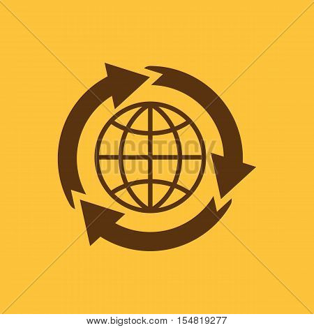 The global solution icon. WWW and browser, development, search, SEO, global solution symbol. UI. Web. Logo. Sign. Flat design. App. Stock vector