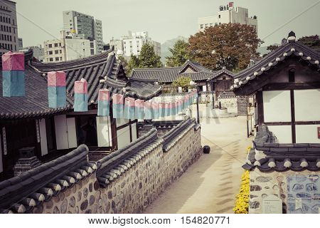 Korea Old House at Namsangol Hanok Village in Seoul South Korea.