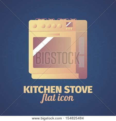 Cool flat kitchen stove icon for web or print