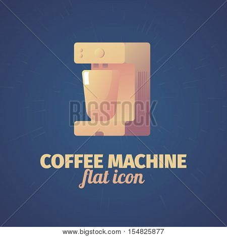 Cool flat coffee machine icon for web or print