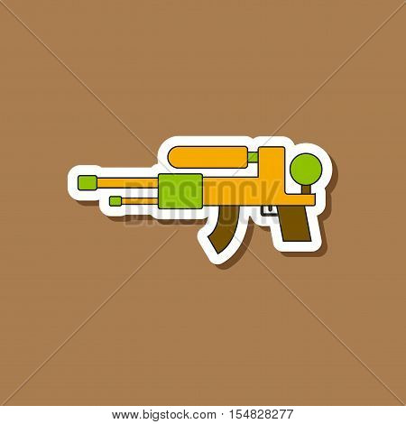 paper sticker on stylish background of Kids toy water gun