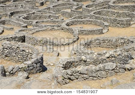 Fortified Iron Age settlements in Santa Tecla Mountain in Galicia Spain.