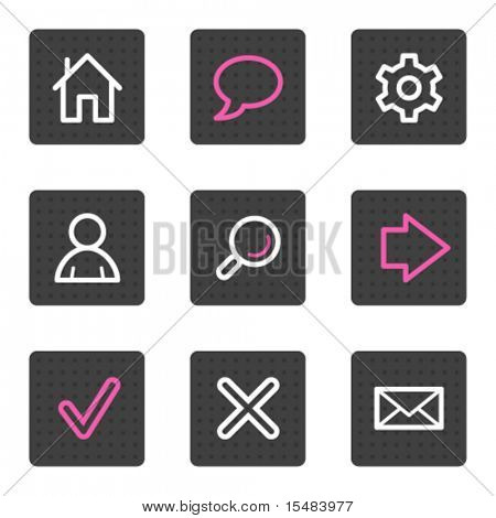 Basic web kuvakkeet harmaa neliö painikkeet sarjassa