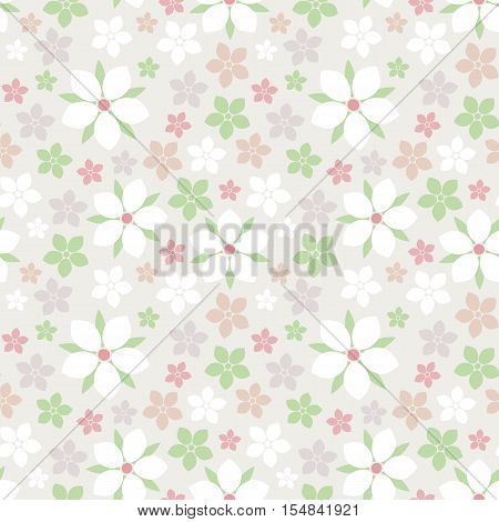 Seamless flower pattern. Abstract tender floral texture. Fruit trees flowers background. Abstract spring garden. Vector illustration