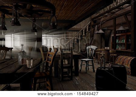 Wild West saloon 3D-illustration created from my mind