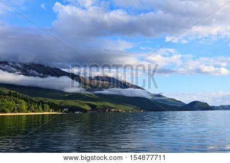 Sunny summer day at the beautiful Lake Ohrid in Macedonia