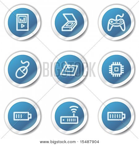 Ícones de web eletrônica conjunto 2, azul série da etiqueta