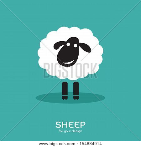 Vector image of a sheep design on bluel background Farm Animals.