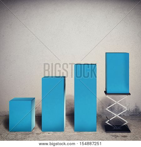 Spring up the last step of an economic statistic. 3D Rendering