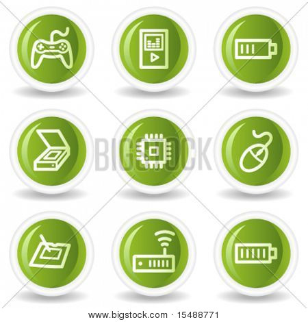 Ícones de web eletrônica conjunto 2, verde botões círculo