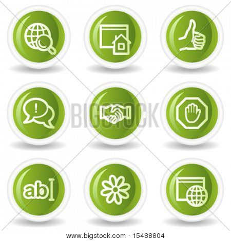 Set di icone internet web 1, tasti cerchio verde