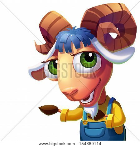 The Sheep with Convoluted Horns Welcome You! Video Game's Digital CG Artwork, Concept Illustration, Realistic Cartoon Style Background and Character Design