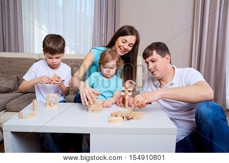 Family at the table playing board games.
