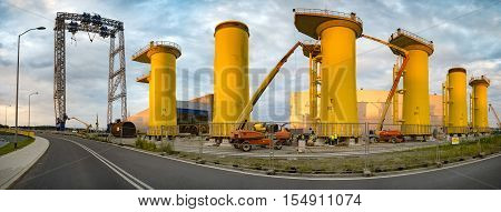 SZCZECIN,POLAND-27 JULY 2016:heavy crane system for building and operating offshore wind farms