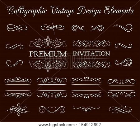 Vintage ornate frames, decorative ornaments, flourish and scroll elements. Invintation Design Eelements. Vector Illustration