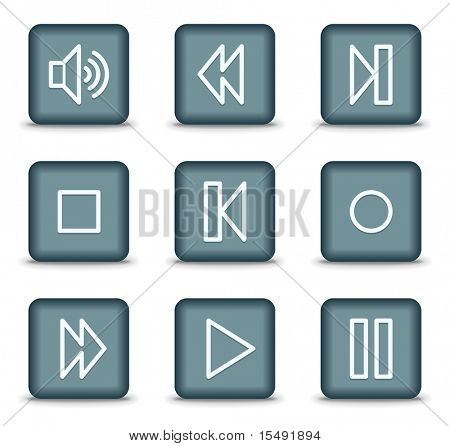 Pulsanti quadrati Walkman web icone, grigio