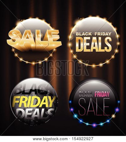 Black Friday SALE banner set for promotion advertising. Vector illustration. Can be used for e-commerce e-shopping flyers posters web design and printed materials.