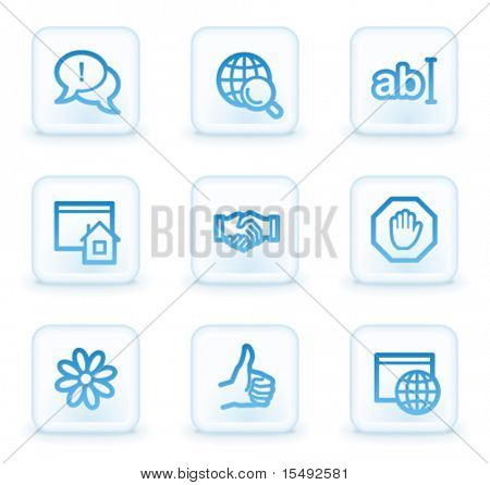 Set di icone internet web 1, bottoni quadrati bianchi