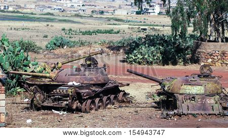 Tank and other war vehicles Cemetery in the Asmara Eritrea