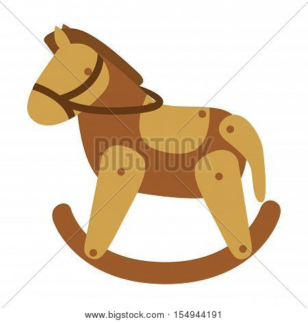 wooden horse kid toy icon over white background. vector illustration