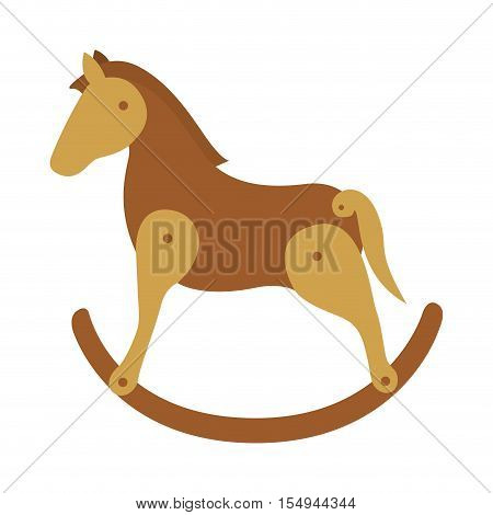 wooden horse kid toy icon over white background. vector illustration