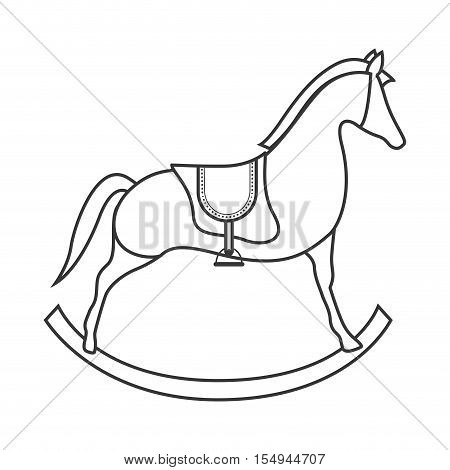 silhouette of wooden horse kid toy icon over white background. vector illustration