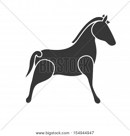 silhouette of little horse kid toy icon over white background. vector illustration