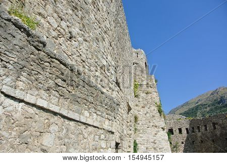 Fortress in the old town of Bar in Montenegro on a sunny summer day. Very visited place by tourists.