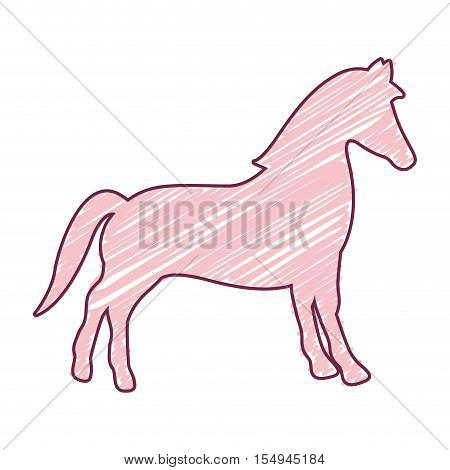 pink  little horse kid toy icon over white background. sketch and draw design. vector illustration