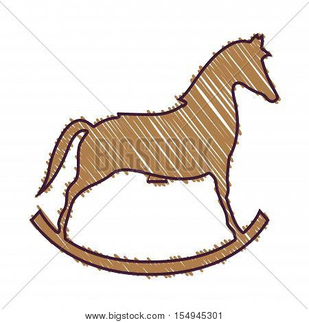 wooden horse kid toy icon over white background. vector illustration