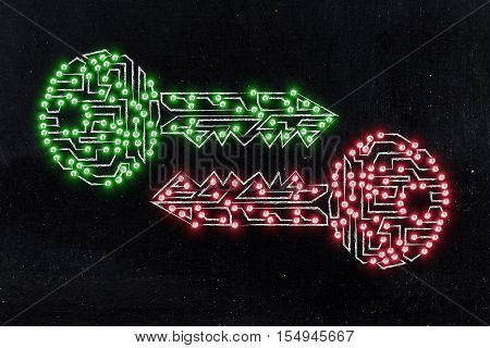 Matching Keys Made Of Circuits & Led Lights, Encryption & Cryptography