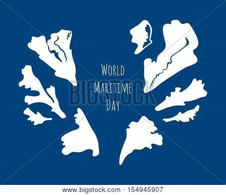 World Maritime Day vector. Vector marine life isolated on white background.