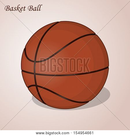 Basket ball isolated on a pink background. Simple cartoon style. Vector Illustration. Team sport.