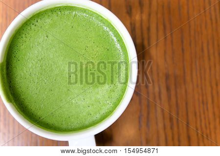 Close up of Greentea matcha latte background