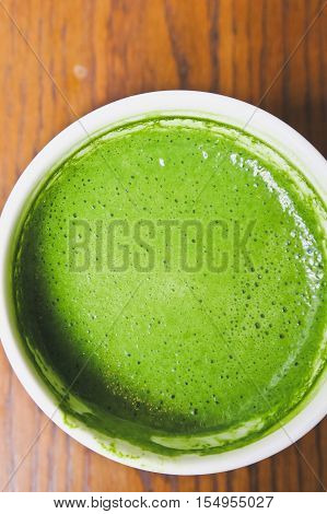Close up of Greentea matcha latte background