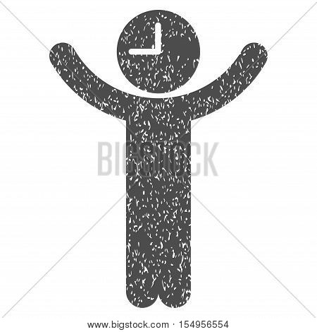 Time Boss grainy textured icon for overlay watermark stamps. Flat symbol with unclean texture. Dotted vector gray ink rubber seal stamp with grunge design on a white background.