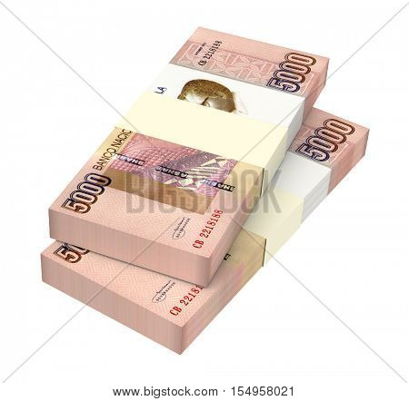 Angolan kwanza bills isolated on white background. 3D illustration.