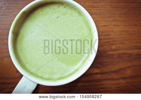 Close up of Greentea matcha latte background