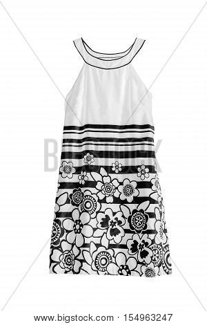 Black and white mini dress isolated over white