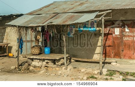 ZANZIBAR, TANZANIYA- JULY 12: simple street in african village on July 12, 2016 in Zanzibar