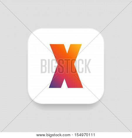 Letter X vector, logo. Useful as branding symbol, identity, alphabet element, square app icon, clip art and illustration.
